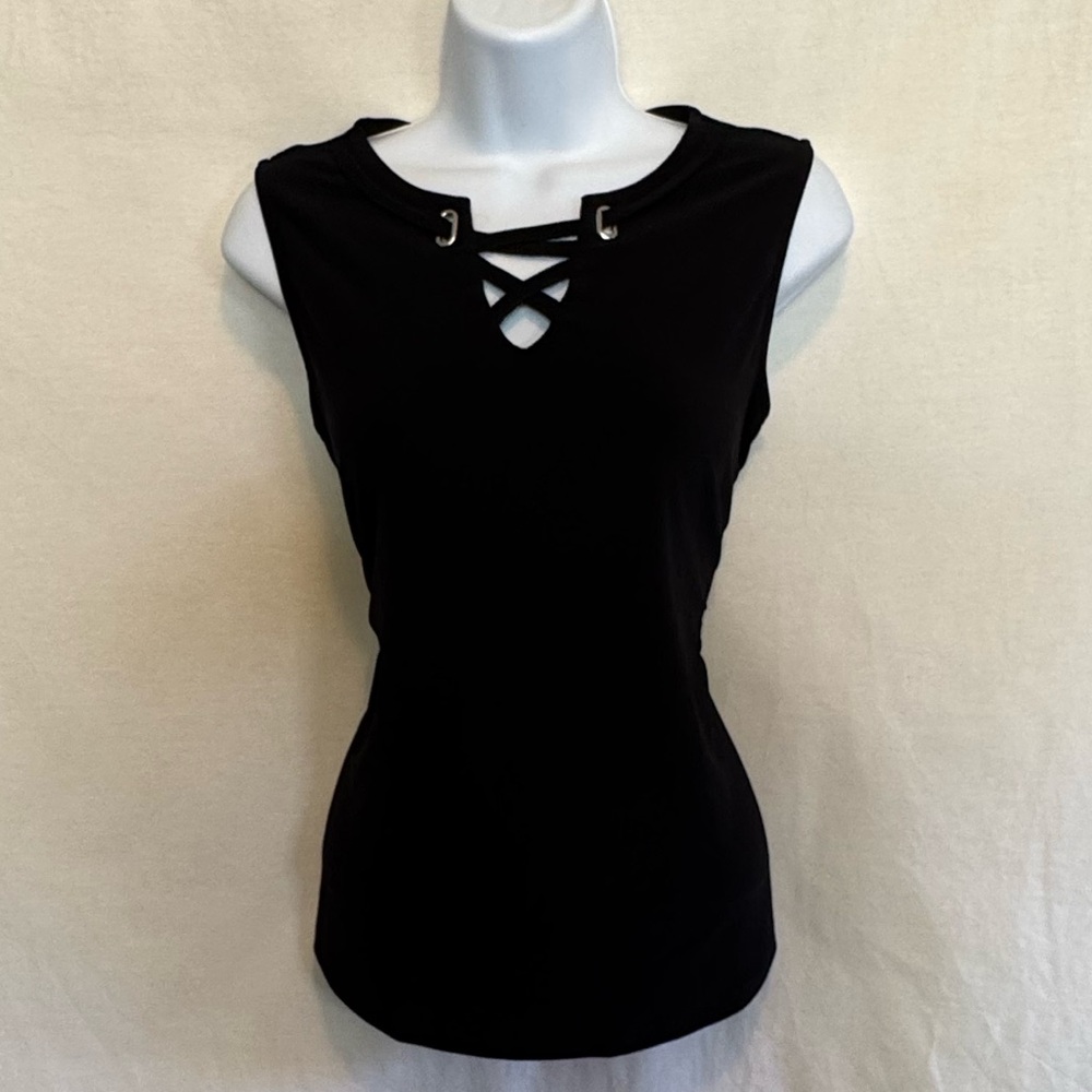 E-28 89th & Madison Black Sleeveless Pullover‎ Summer Blouse Size S